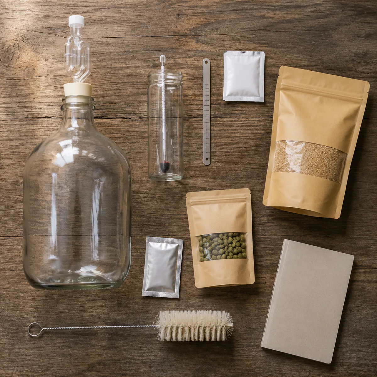Home Brew Starter Kit laid out for the camera