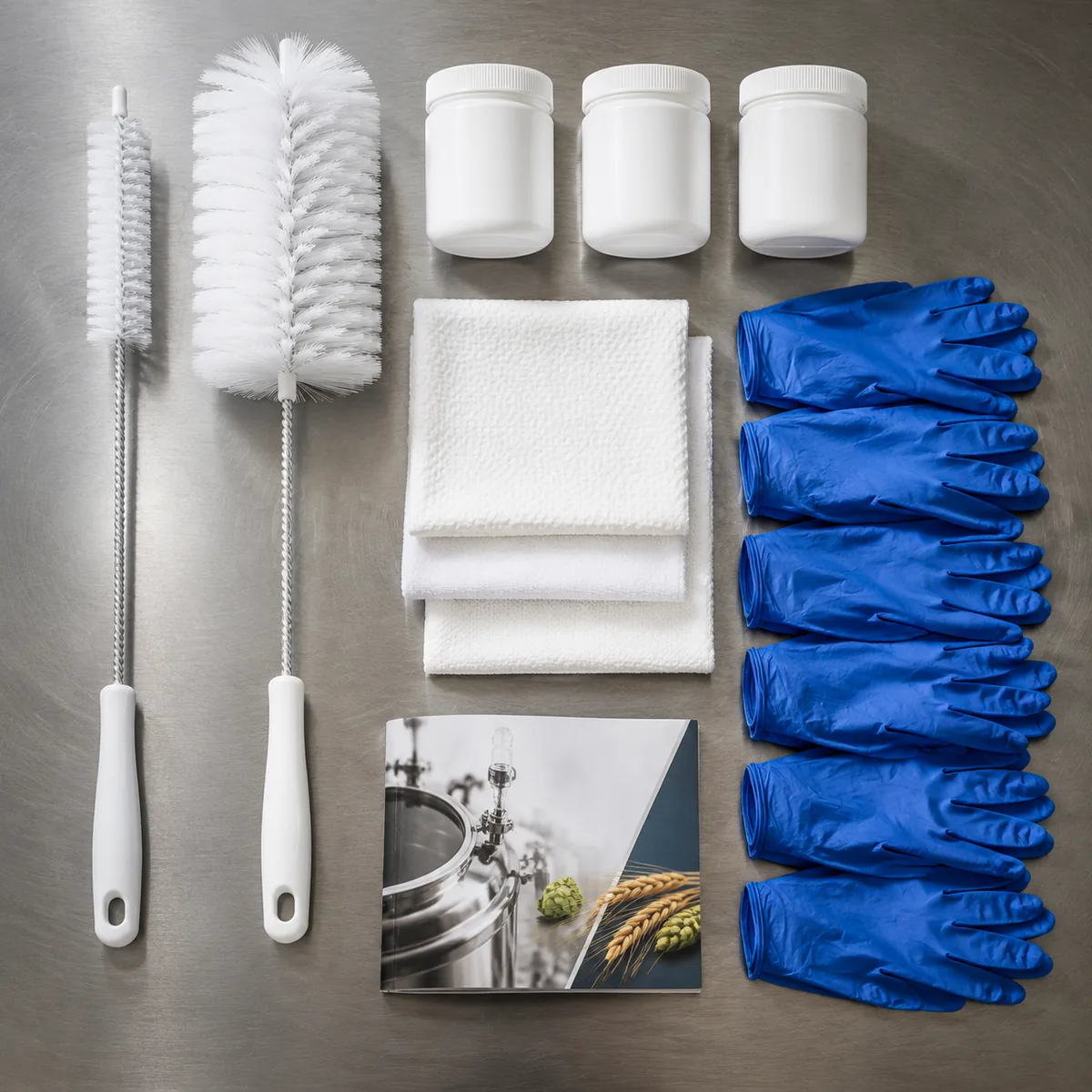 Brewing Cleaning Kit laid out for the camera
